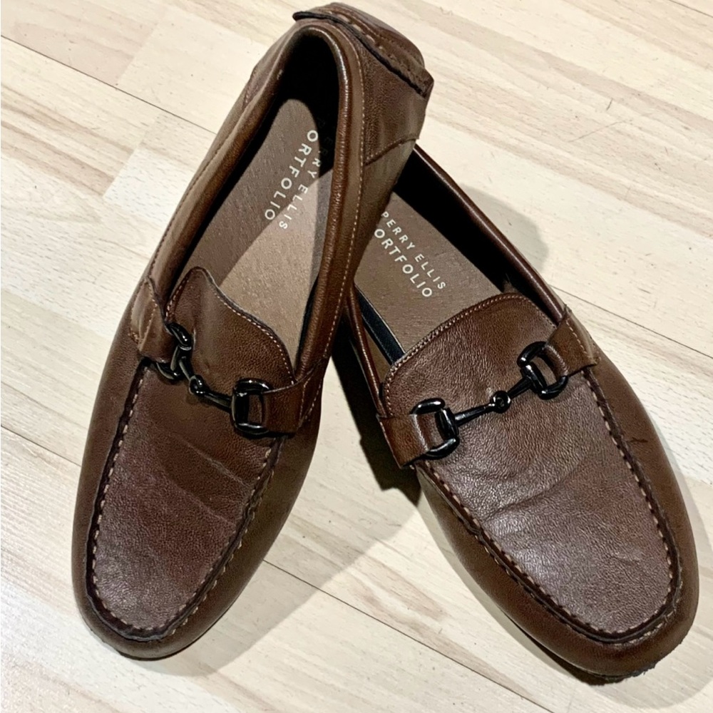 Perry Ellis Men's Leather Slip-On Loafers